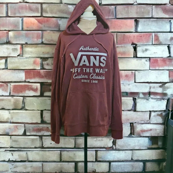 Vans Other - Vans Off the Wall Custom Classics Hoodie Adult M Skateboard Maroon